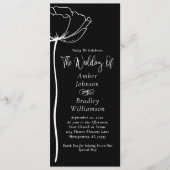 Zwart-wit Vette Bloemen Moderne Eenvoudige Bruilof Programmakaart (Voorkant)