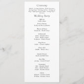 Zwart-wit Vette Bloemen Moderne Eenvoudige Bruilof Programmakaart (Achterkant)