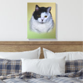 Zwart-wit Vette Kat Canvas Afdruk (Insitu (Slaapkamer))