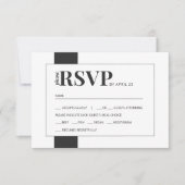 Zwart wit, vette, minimale bruiloft RSVP-maaltijd RSVP Kaartje (Voorkant)
