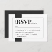 Zwart wit, vette, minimale bruiloft RSVP-maaltijd  RSVP Kaartje (Voorkant / Achterkant)