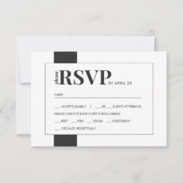 Zwart wit, vette, minimale bruiloft RSVP-maaltijd RSVP Kaartje