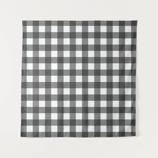 Zwart-wit Vichy-print geruit patroon Wandkleed (Voorkant)