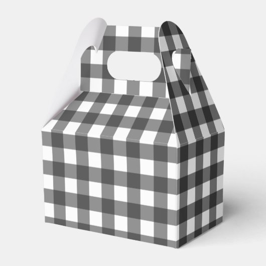 Zwart-wit Vichy-print Gingham-patroon Bedankdoosjes (Voorkant Zijde)