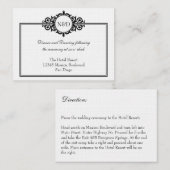 Zwart wit Victoriaans bruiloft receptie behuizing Informatiekaartje (Voorkant / Achterkant)