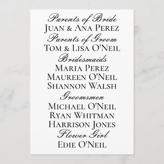 Zwart-wit Victoriaans Cherubs bruiloft Programmakaart (Achterkant)