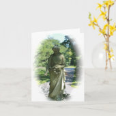 Zwart-wit Victoriaans engelenbeeld Kaart (Gele Bloem)