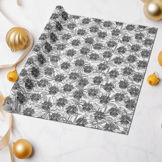 Zwart-wit Victoriaans sierdesign Cadeaupapier