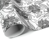 Zwart-wit Victoriaans sierdesign Cadeaupapier (Rol Hoek)