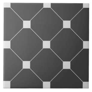 Zwart-wit Victoriaanse stijl geometrisch patroon Tegeltje