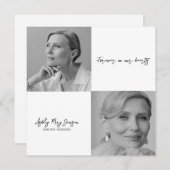 Zwart-wit viering van het leven Fotobegrafenis Kaart (Voorkant / Achterkant)