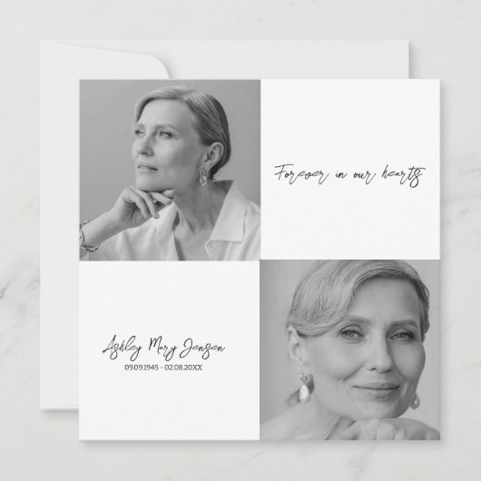 Zwart-wit viering van het leven Fotobegrafenis Kaart (Voorkant)