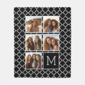 Zwart-wit vierkant 5 Photo Collage Monogram Fleece Deken (Voorkant)