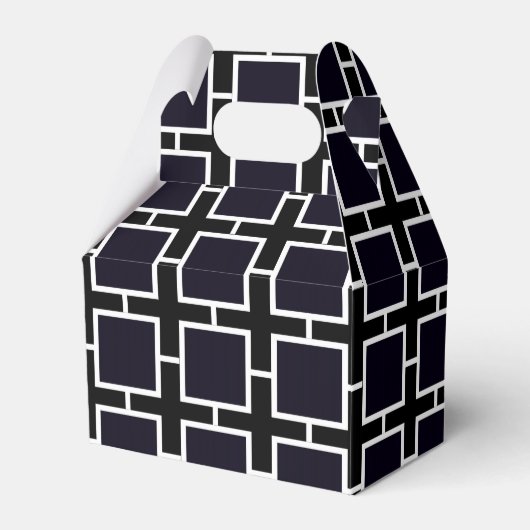 Zwart & Wit Vierkant Chic Feest Favor Dozen Bedankdoosjes (Voorkant Zijde)