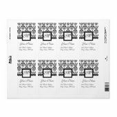 ZWART-WIT VIERKANT DAMASK MONOGRAM, ETIKET (Full Sheet)