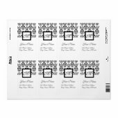 ZWART-WIT VIERKANT DAMASK MONOGRAM, ETIKET (Full Sheet)
