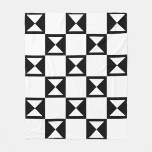 Zwart wit vierkant driehoek zandloper-achtig patro fleece deken