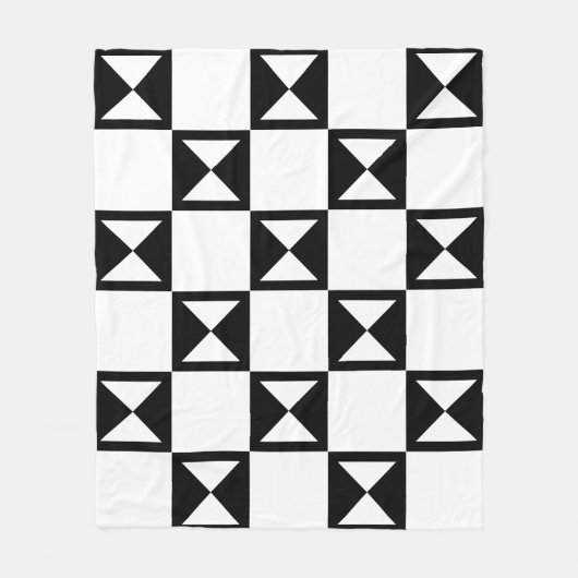 Zwart wit vierkant driehoek zandloper-achtig patro fleece deken (Voorkant)