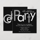 Zwart-wit vierkant geboorteaanduidingskaart kaart (Voorkant / Achterkant)