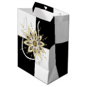 Zwart-wit vierkant goud & moderne gouden mandala medium cadeauzakje (Voorkant Gekanteld)