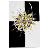 Zwart-wit vierkant goud & moderne gouden mandala medium cadeauzakje (Voorkant)