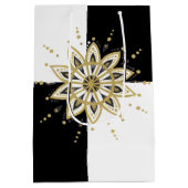 Zwart-wit vierkant goud & moderne gouden mandala medium cadeauzakje (Achterkant)