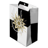 Zwart-wit vierkant goud & moderne gouden mandala medium cadeauzakje (Achterkant Gekanteld)