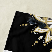 Zwart-wit vierkant & goud & zwart Mandala Strandlaken (In situ)