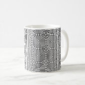 Zwart Wit Vierkant Labyrint Op-Art Grieks Patroon Koffiemok (Voorkant rechts)