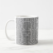 Zwart Wit Vierkant Labyrint Op-Art Grieks Patroon Koffiemok (Links)