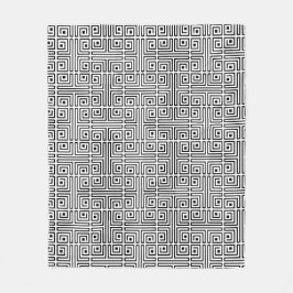 Zwart wit vierkant labyrint optisch patroon fleece deken