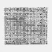 Zwart wit vierkant labyrint optisch patroon fleece deken (Voorkant (Horizontaal))