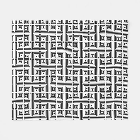 Zwart wit vierkant labyrint optisch patroon fleece deken (Voorkant (Horizontaal))