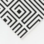 Zwart wit vierkant labyrint optisch patroon fleece deken (Hoek)