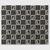 Zwart-wit vierkant met lichte bruine hond cadeaupapier (Vlak)