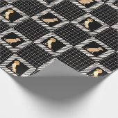 Zwart-wit vierkant met lichte bruine hond cadeaupapier (Hoek)