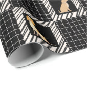 Zwart-wit vierkant met lichte bruine hond cadeaupapier (Rol Hoek)