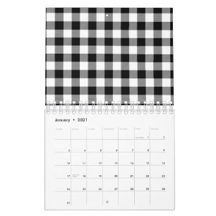 Zwart & Wit Vierkant Minimaal Abstract Patroon Kalender