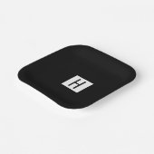 Zwart-wit vierkant Monogram Halloween Papieren Bordje (Gebogen)