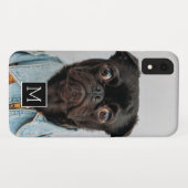 Zwart-wit vierkant monogram voeg uw foto toe Case-Mate iPhone case (Achterkant (horizontaal))