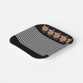 Zwart-wit vierkant papieren bordje (Gebogen)