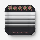 Zwart-wit vierkant papieren bordje (Voorkant)