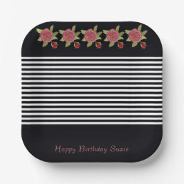 Zwart-wit vierkant papieren bordje