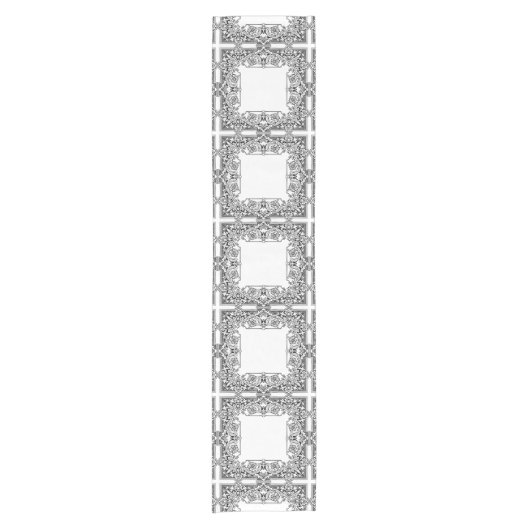 Zwart-wit vierkant patroon  stijl korte tafelloper (Voorkant)