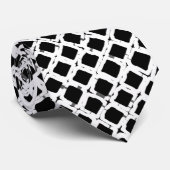 Zwart wit vierkant Patroonbeeld Stropdas (Opgerold)