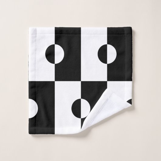 Zwart-wit vierkant vierkant vierkant patroon bad handdoek (Wasdoekje)