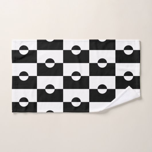 Zwart-wit vierkant vierkant vierkant patroon bad handdoek (Handdoek)