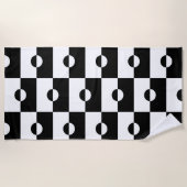 Zwart-wit vierkant vierkant vierkant patroon strandlaken (Voorkant)