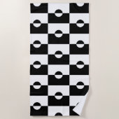 Zwart-wit vierkant vierkant vierkant patroon strandlaken (Voorkant)