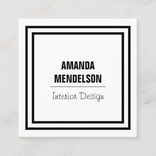 Zwart-wit vierkant vierkante visitekaartje (Voorkant)